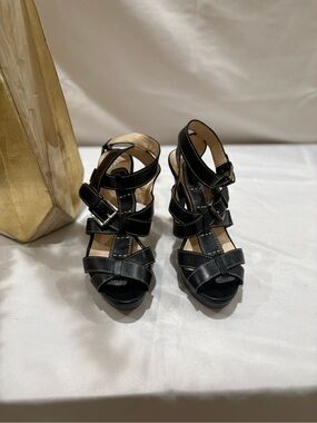 LIKE NEW! Coach Black Strappy Platform Heels